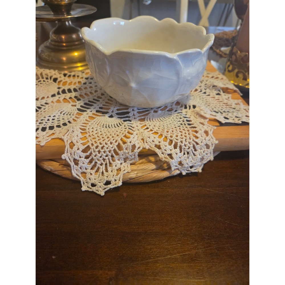 Block Molde White Nasturtium ceramic bowl by Barbara Eigen, made in Portugal